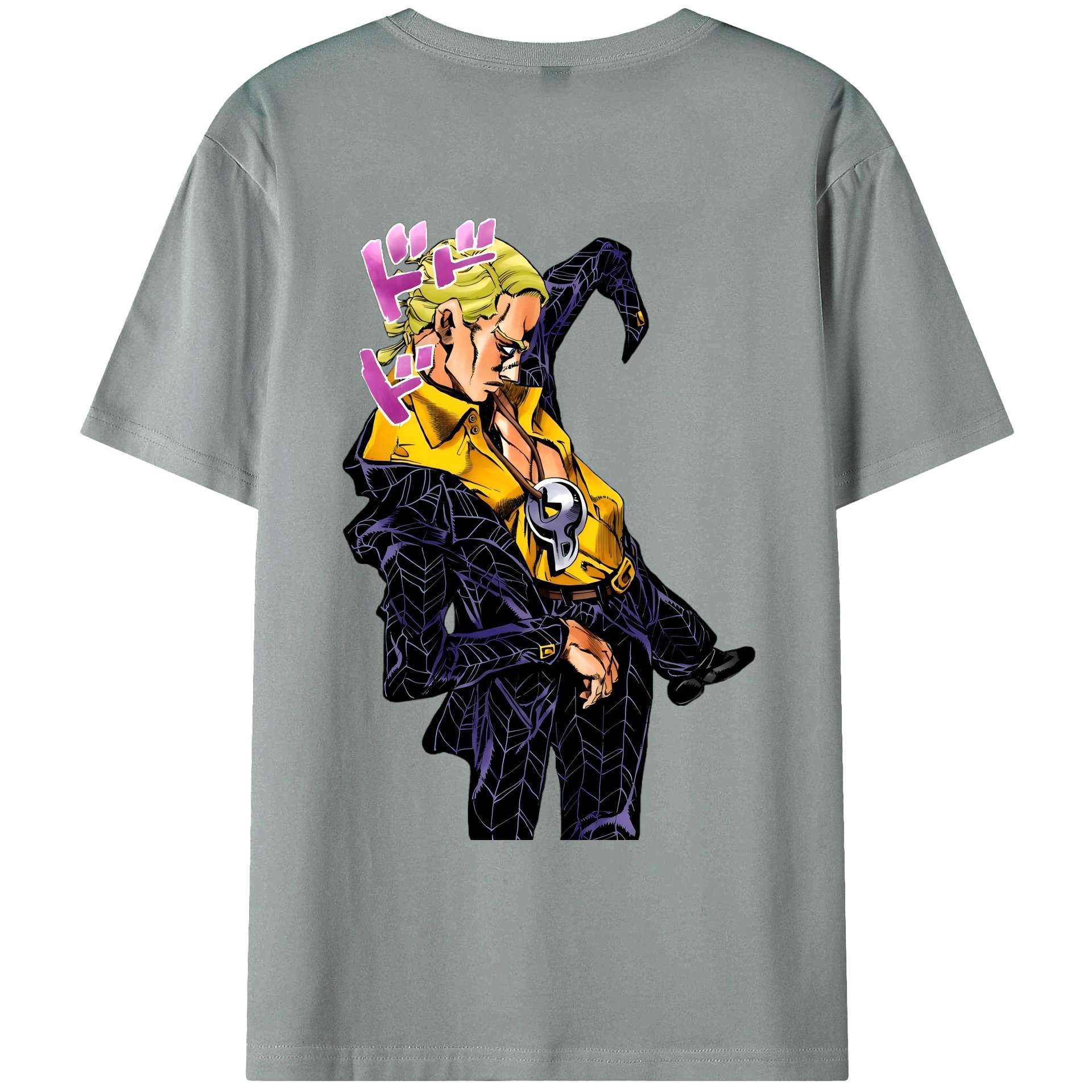 （画像用） ジョジョの奇妙な冒険 プロシュート JoJo's Bizarre Adventure Prosciutto 綿100％ メンズ半袖Tシャツ（バックプリント） 通気性